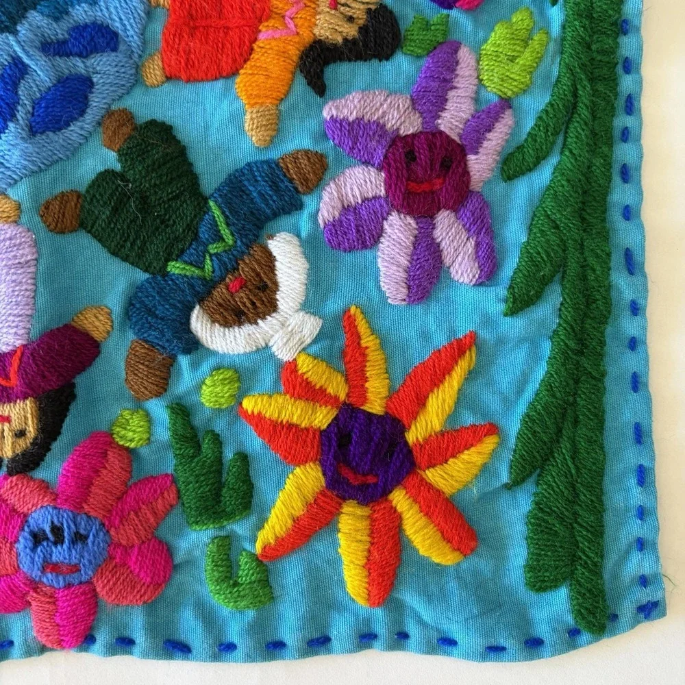 Authentic Guatemalan Embroidered Pillow Huipil 15" Square for Pillow, Craft - Picture 4 of 8